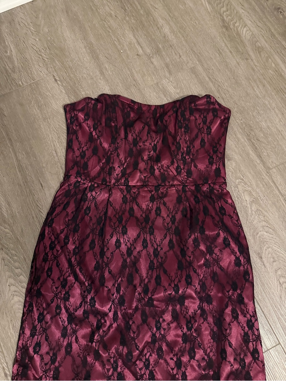 MiniStrapless pink black Lace Cocktail Dress